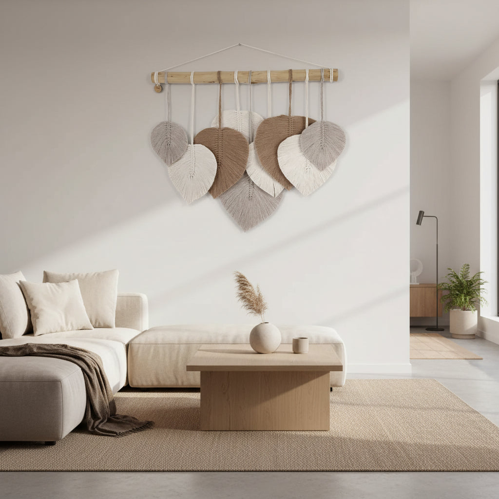 Tapiz de hojas macramé