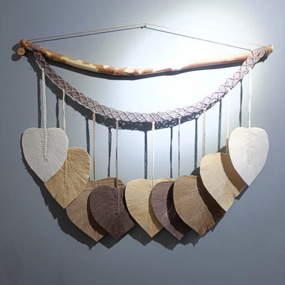 Tapiz de hojas macramé